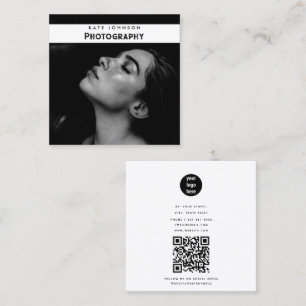 Carte De Visite Carré Photo de logo d'entreprise simple moderne