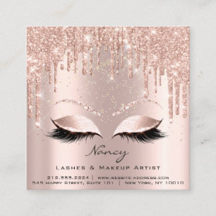 Carte De Visite Carré Photo Maquillage Artiste Eyelashes Brow Rose Confe