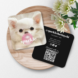 Carte De Visite Carré Photo personnalisée Animal Social Media Code QR