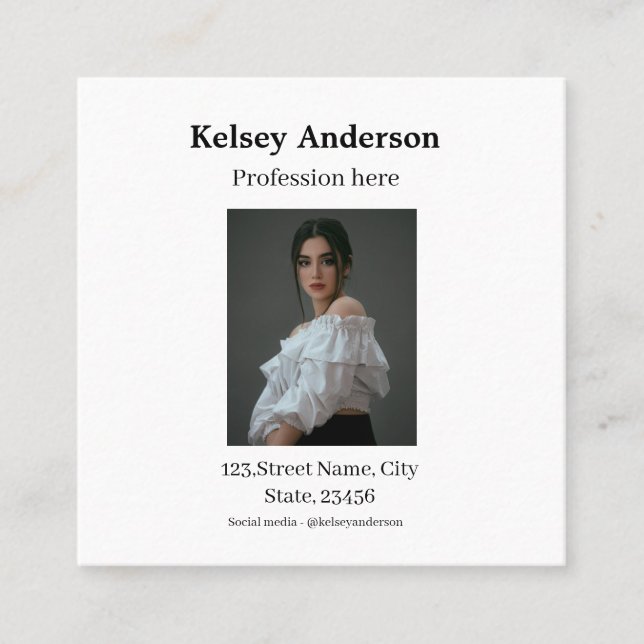 Carte De Visite Carré Photo profession moderne s'adressent simplement au (Devant)
