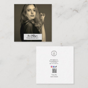 Carte De Visite Carré photo professionnelle QR site email social moderne