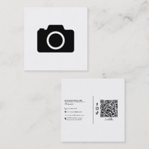Carte De Visite Carré Photographe à l'appareil photo minimal moderne 