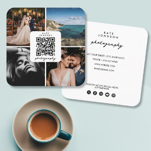 Carte De Visite Carré Photographe Photos QR Code Social Media Script