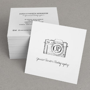 Carte De Visite Carré Photographe professionnel appareil photo