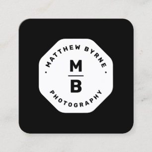 Carte De Visite Carré Photographe professionnel Monogramme noir Emblème