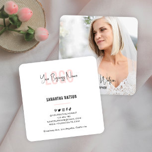 Carte De Visite Carré Photographie complète Blush rose Feminine Photogra