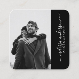 Carte De Visite Carré Photographie de signature moderne et élégante
