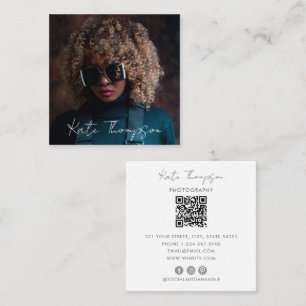 Carte De Visite Carré Photographie professionnelle Code QR Script