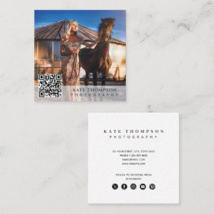 Carte De Visite Carré Photographie professionnelle moderne Code QR