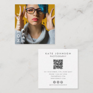 Carte De Visite Carré Photographie professionnelle unique Code QR