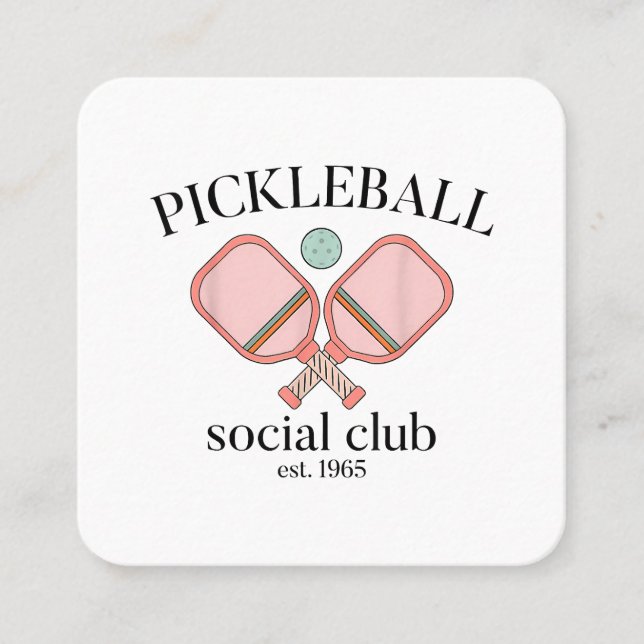 Carte De Visite Carré Pickle Ball Social Club EST 1965 Hommes Femmes (Devant)