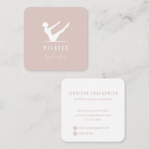 Carte De Visite Carré Pilates de logo féminin en poudre moderne minimes