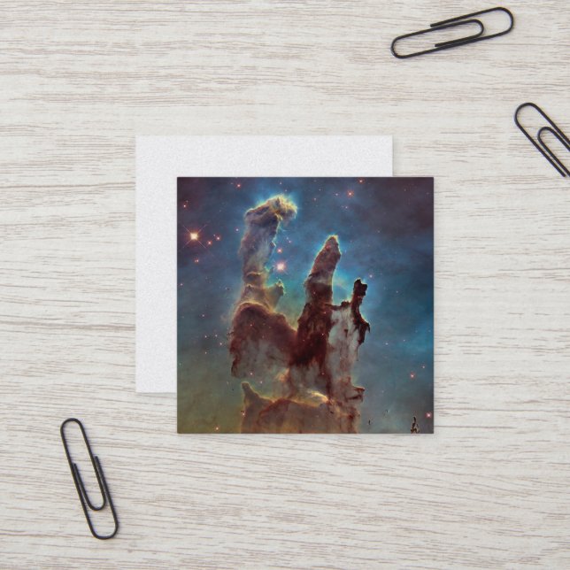Carte De Visite Carré Piliers de création, Aigle Nebula Hubble Space (Devant/Arrière en situation)