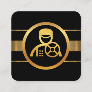 Carte De Visite Carré Pilote Chauffeur Dynamic Gold Lines