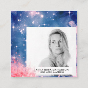 Carte De Visite Carré *~* Pink Blue Chic Hair Modèle Actrice Étoiles PHO