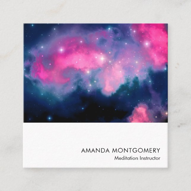 Carte De Visite Carré Pink & Blue Galaxy & Stars Abstract (Devant)
