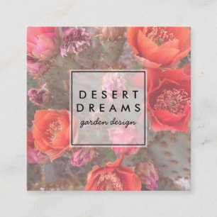 Carte De Visite Carré Pink Cactus Flower Desert Garden Photo Voyage