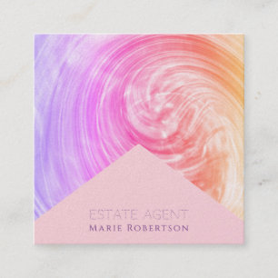 Carte De Visite Carré Pink Glisser Pastel Sunset Hues Agent immobilier