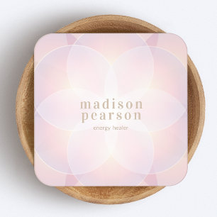 Carte De Visite Carré Pink Moderne Lotus Mandala Flower Energy Healer