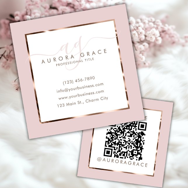 Carte De Visite Carré Pink Rose Gold Prestige professionnel (Créateur téléchargé)