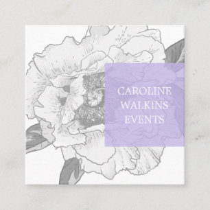 Carte De Visite Carré Pivoine Florale Moderne