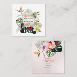 Carte De Visite Carré PixDezines Aquarelle Élégante Paradis Tropical