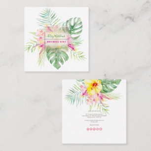 Carte De Visite Carré PixDezines Aquarelle Élégante Paradis Tropical