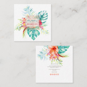 Carte De Visite Carré PixDezines Aquarelle Élégante Paradis Tropical