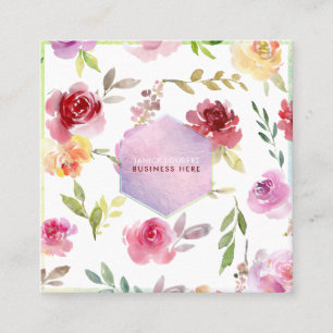 Carte De Visite Carré PixDezines Aquarelle Fleurs bleu Honeycomb