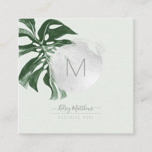 Carte De Visite Carré PixDezines Aquarelle Monstera Foliage Tropical
