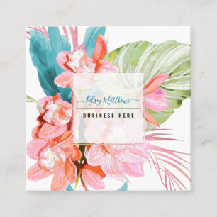 Carte De Visite Carré PixDezines Aquarelle Peach Cymbidium Orchid