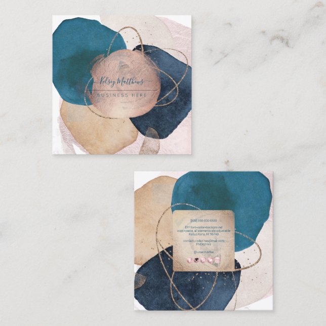 Carte De Visite Carré PixDezines arrangement Abstrait H2 Rose Gold (Devant / Derrière)