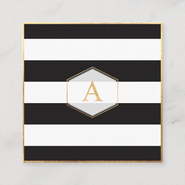 Carte De Visite Carré PixDezines BLACK+BLANC STRIPES/do-it-yourself COUL (Devant)