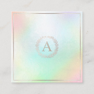 Carte De Visite Carré PixDezines DIY Faux Monogramme Holographique Argen