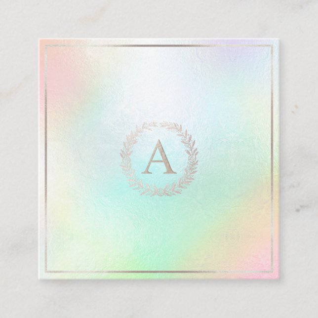 Carte De Visite Carré PixDezines do-it-yourself Faux Monogramme Argent H (Devant)