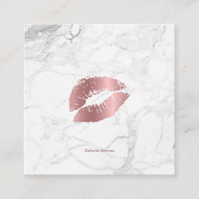 Carte De Visite Carré PixDezines Kiss Kiss Rose Gold Lips (Devant)