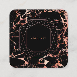 Carte De Visite Carré PixDezines Marble+Faux Rose Gold Emerald Coupe