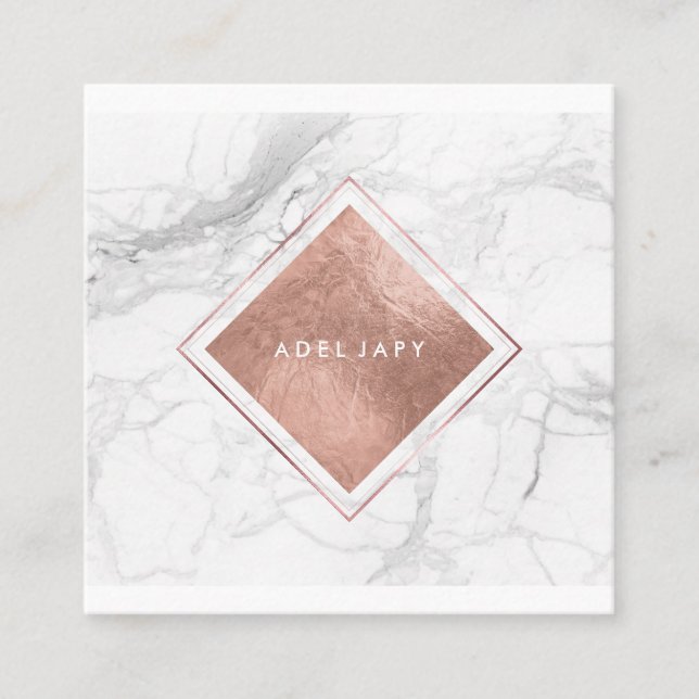 Carte De Visite Carré PixDezines Marble+Faux Rose Gold Foil (Devant)
