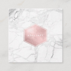 Carte De Visite Carré PixDezines Marble+Faux Rose Gold Foil