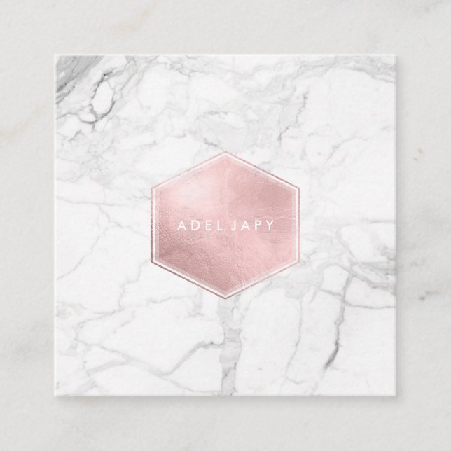 Carte De Visite Carré PixDezines Marble+Faux Rose Gold Foil (Devant)