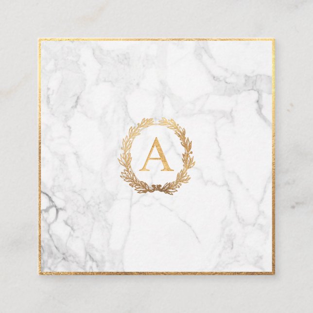 Carte De Visite Carré PixDezines Marbre+do-it-yourself Faux Gold Monogra (Devant)