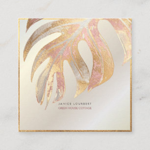 Carte De Visite Carré PixDezines MONSTERA, FAUX FOIL TRI-COLOR