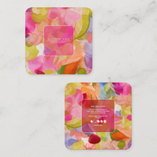 Carte De Visite Carré PixDezines O'kika Fleurs à l'aquarelle, Orchidées