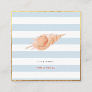 Carte De Visite Carré PixDezines SEASHELLS, NAUTICAL, FAUX GOLD FOIL
