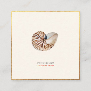 Carte De Visite Carré PixDezines SEASHELLS, NAUTILUS, FAUX GOLD FOIL