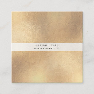Carte De Visite Carré PixDezines Simple Élégant, Faux Gold+Pearly White