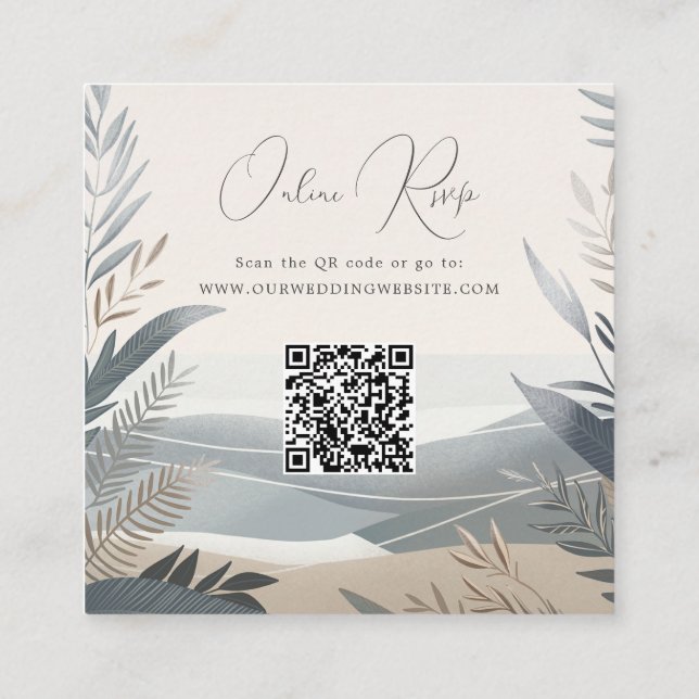 Carte De Visite Carré Plage côtière en ligne rsvp (Dos)