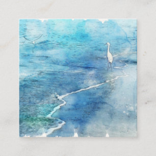 Carte De Visite Carré Plage tropicale dans le bleu turquoise d'Aqua Turq