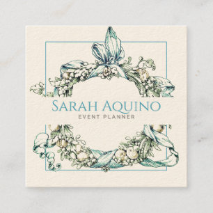 Carte De Visite Carré Planificateur d'événements Forme Lush Blue Green W