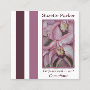 Carte De Visite Carré Planificateur d'événements Pink Orchid